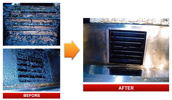 焼き場のフード・ダクト　Before/After