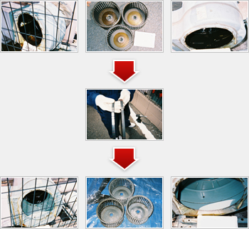 室外ファン清掃の流れ